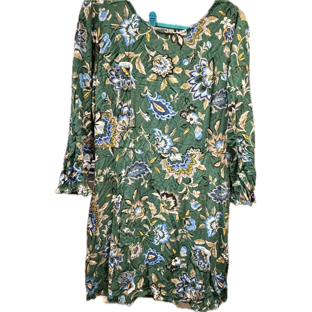 Old Navy Womens Green Floral Fit and Flare Long Sleeve Dress Size 18